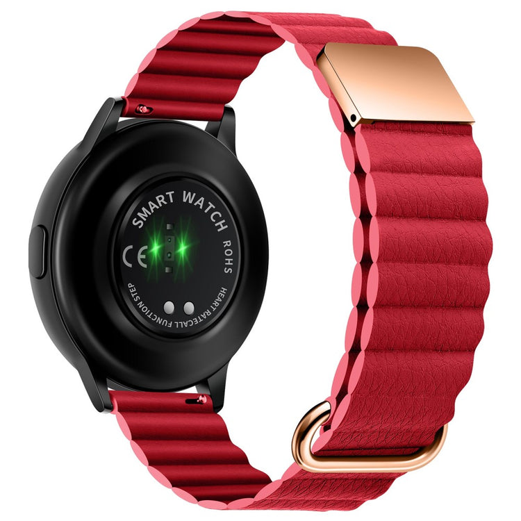 20mm Universal litchi style genuine leather watch strap - Rose Gold Buckle / Red#serie_10