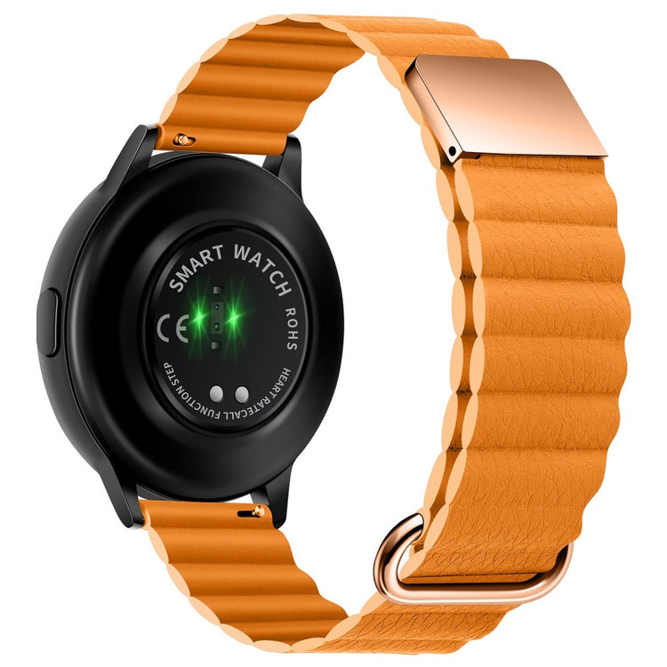 20mm Universal litchi style genuine leather watch strap - Rose Gold Buckle / Orange#serie_6