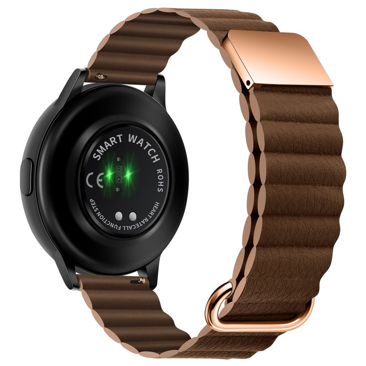 20mm Universal litchi style genuine leather watch strap - Rose Gold Buckle / Brown#serie_9