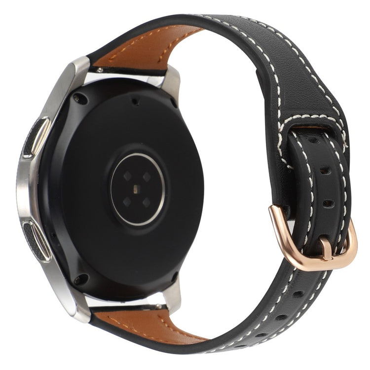 22mm Universal genuine leather watch strap - Black / Rose Gold Buckle#serie_4