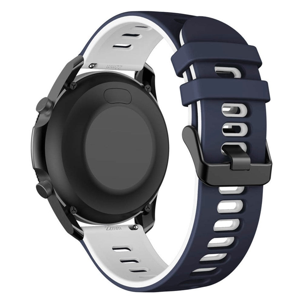 22mm Universal dual color silicone watch strap - Midnight Blue / White#serie_10