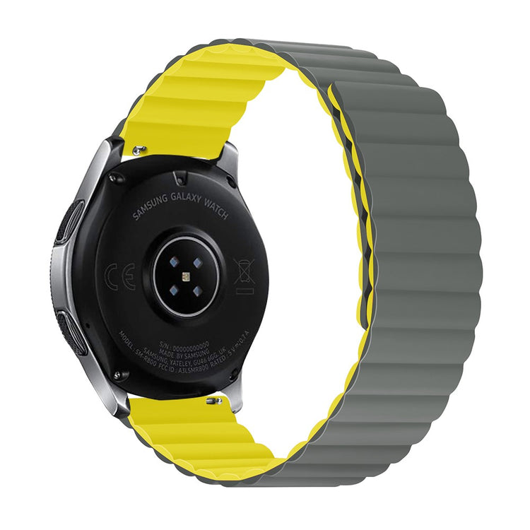 22mm Universal silicone watch strap - Grey / Yellow Size: S#serie_8