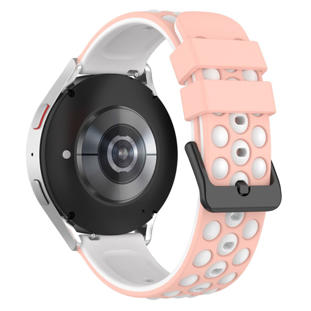 20mm Universal silicone watch strap - Pink / White#serie_1
