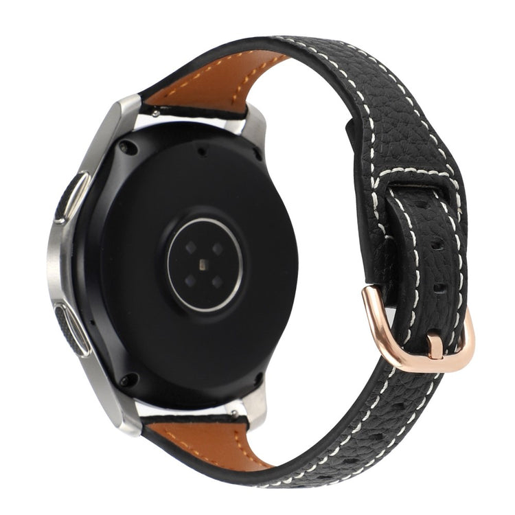 20mm Universal litchi texture genuine leather watch strap - Black#serie_1