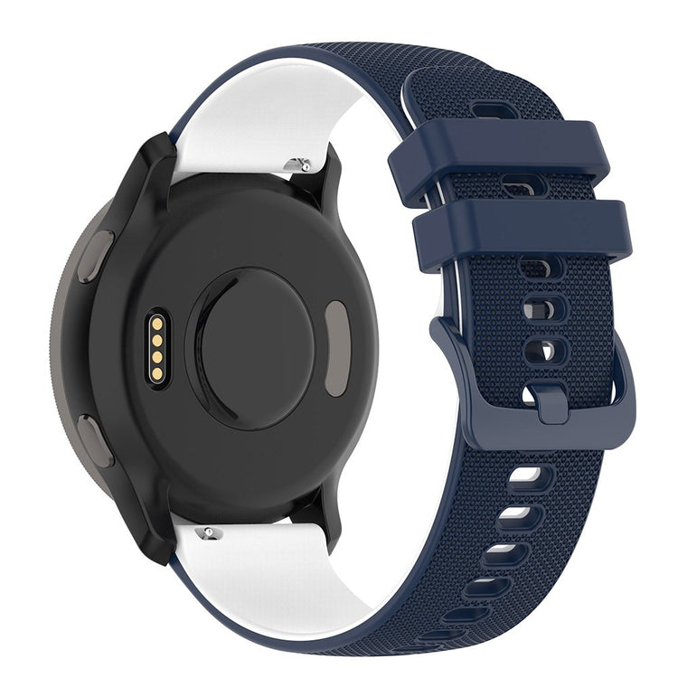 22mm Universal dual color grid pattern silicone watch strap - Navy Blue / White#serie_1