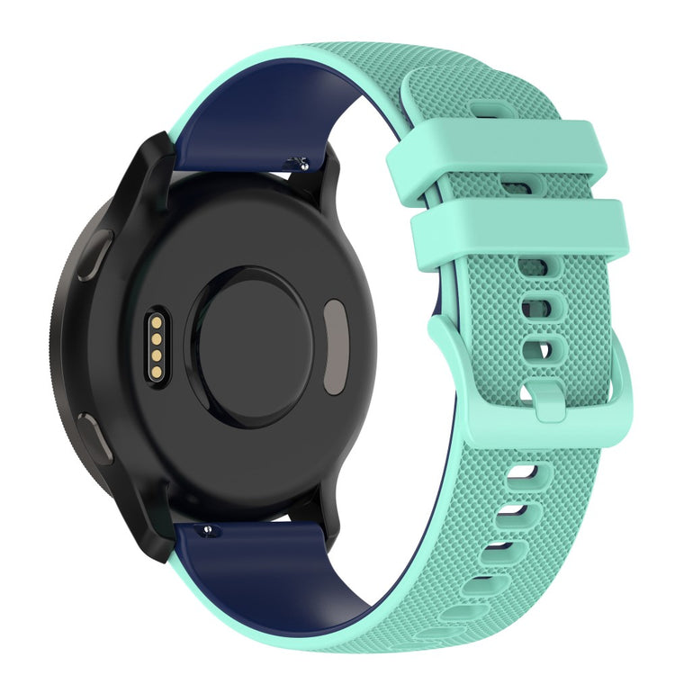 22mm Universal dual color grid pattern silicone watch strap - Teal Green / Blue#serie_10