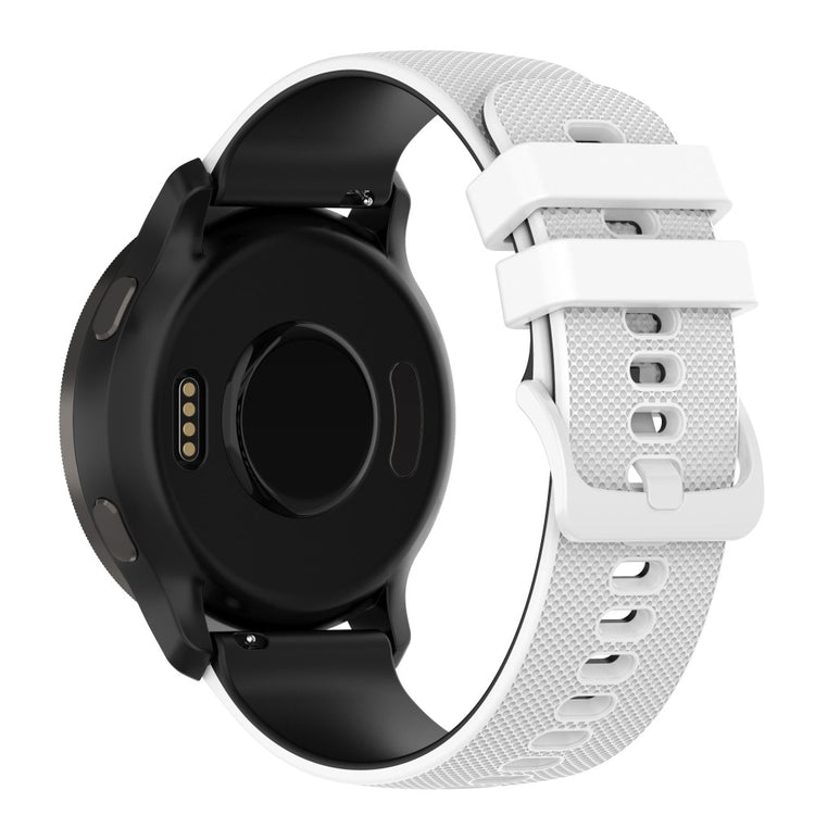 22mm Universal dual color grid pattern silicone watch strap - White / Black#serie_2