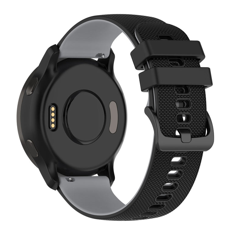 22mm Universal dual color grid pattern silicone watch strap - Black / Grey#serie_3