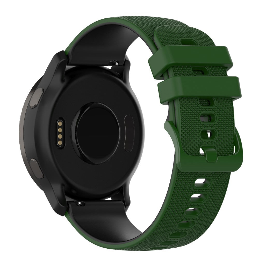 22mm Universal dual color grid pattern silicone watch strap - Army Green / Black#serie_6