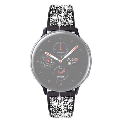 20mm Universal glitter adorned stainless steel watch strap - Black#serie_2