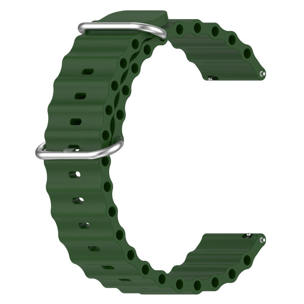 20mm Universal wave design silicone watch strap - Army Green#serie_10