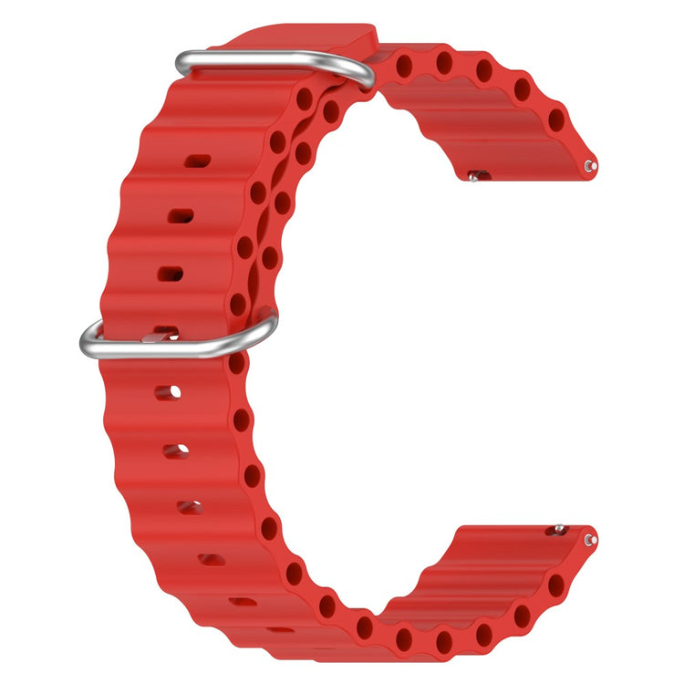 20mm Universal wave design silicone watch strap - Red#serie_6