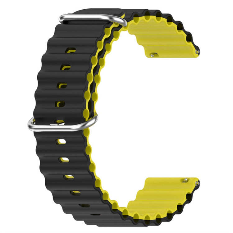 20mm Universal dual color silicone watch strap - Black / Yellow#serie_6