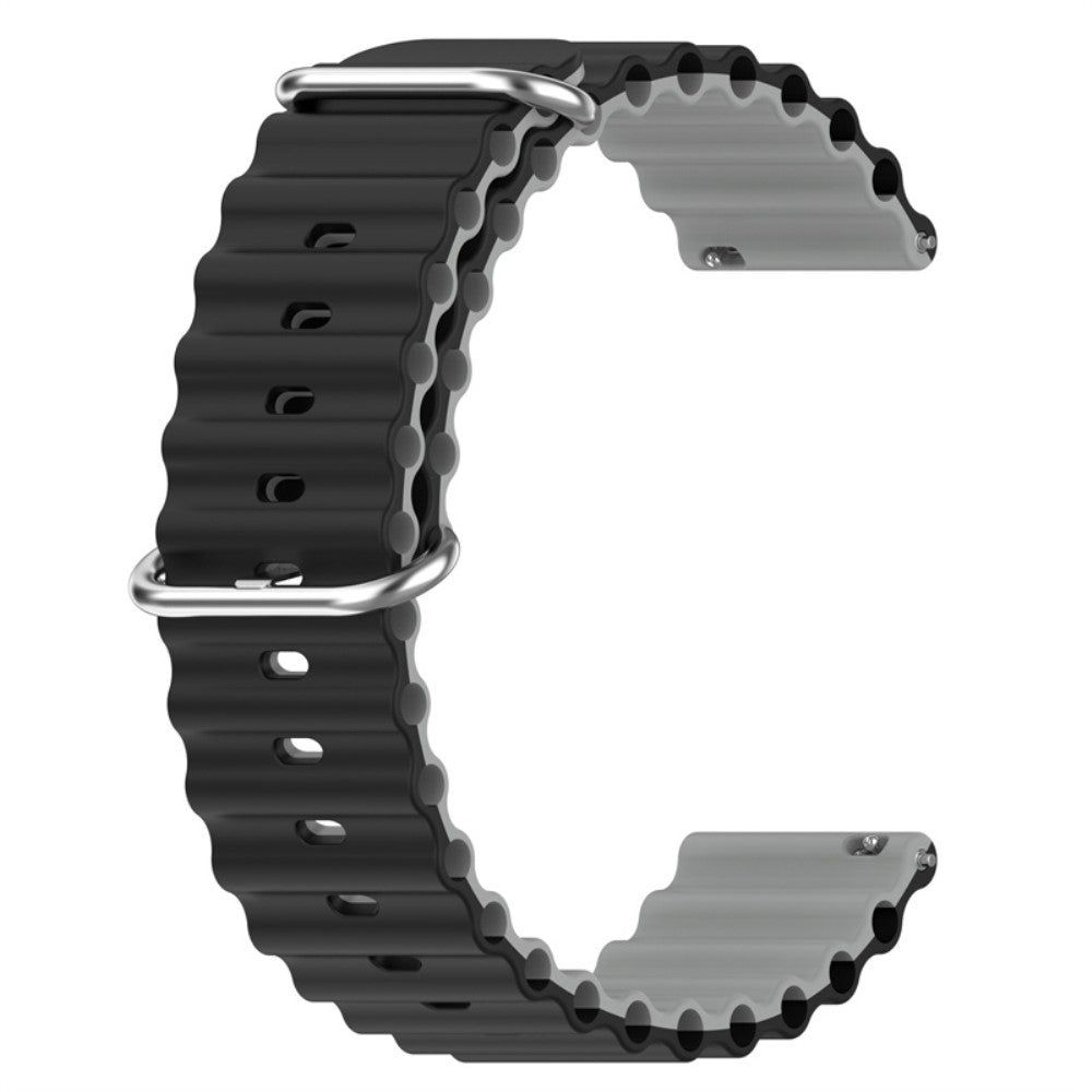 20mm Universal dual color silicone watch strap - Black / Grey#serie_7