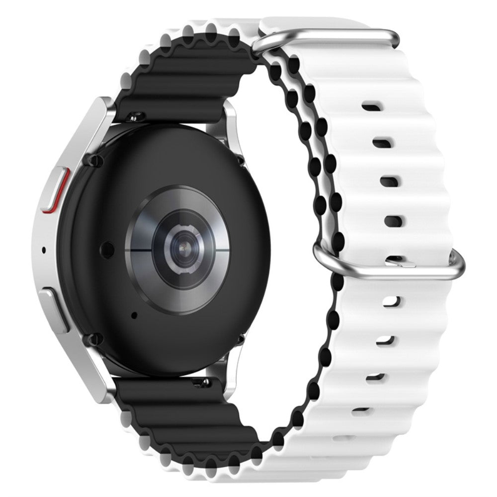 22mm Universal dual color silicone watch strap - White / Black#serie_1
