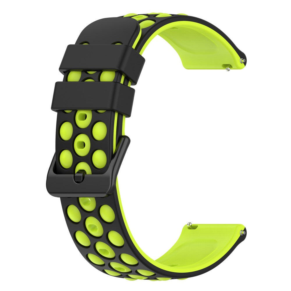 20mm Universal double color and holes design silicone watch strap - Black / Green#serie_8