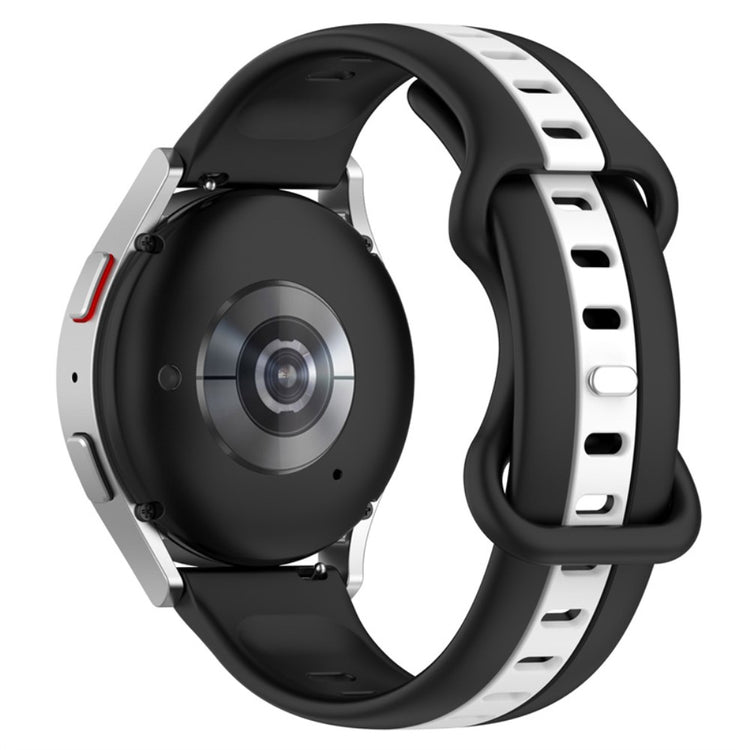 20mm Universal dual-color silicone watch strap - Black / White#serie_1
