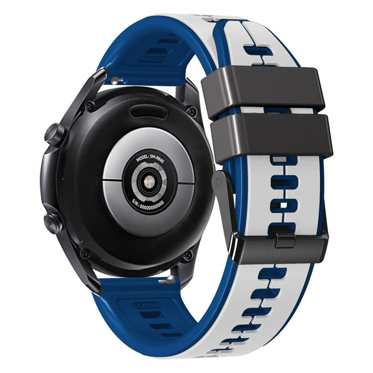 22mm Universal dual color silicone strap - White / Blue#serie_2