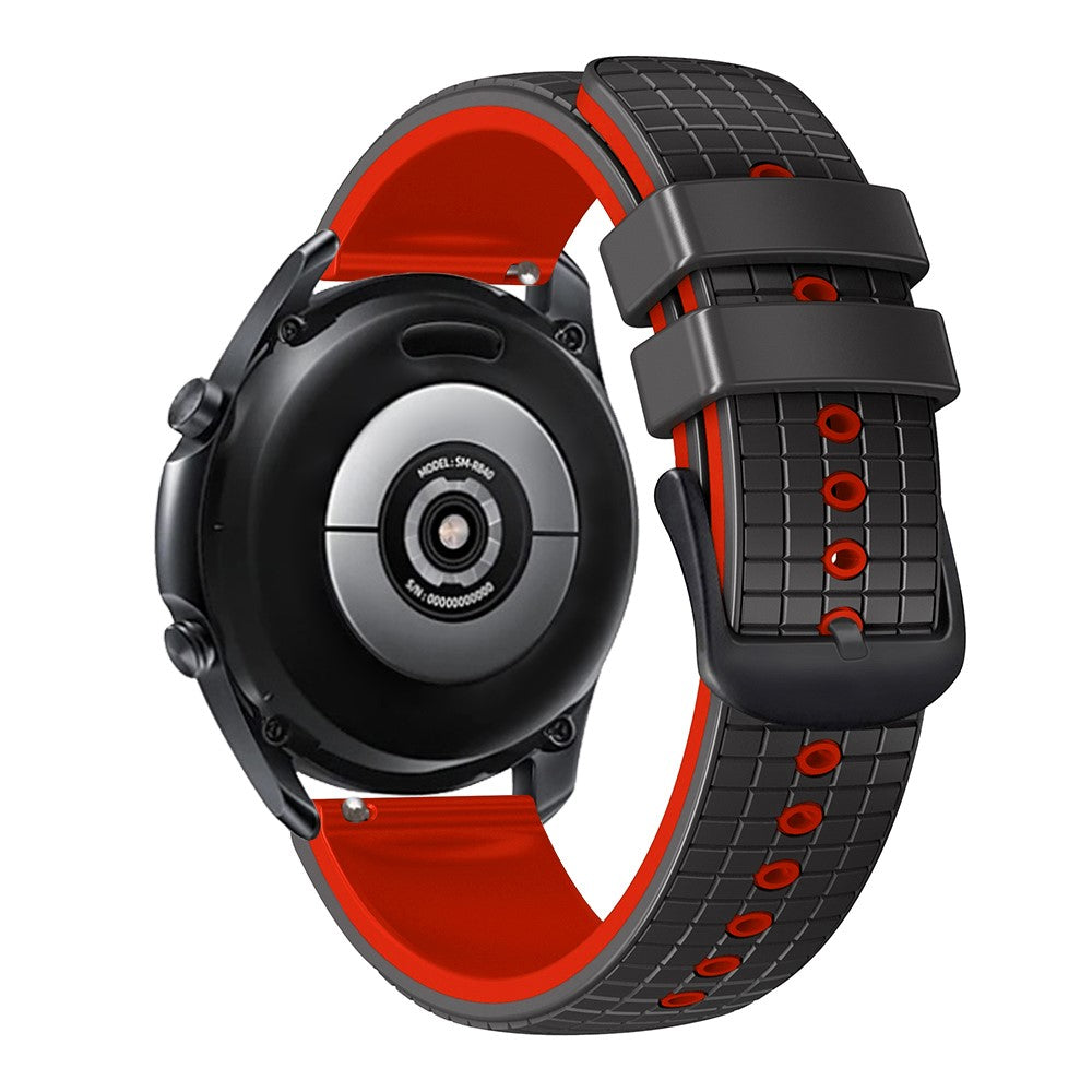 20mm Universal grid texture on silicone strap - Black / Red#serie_5