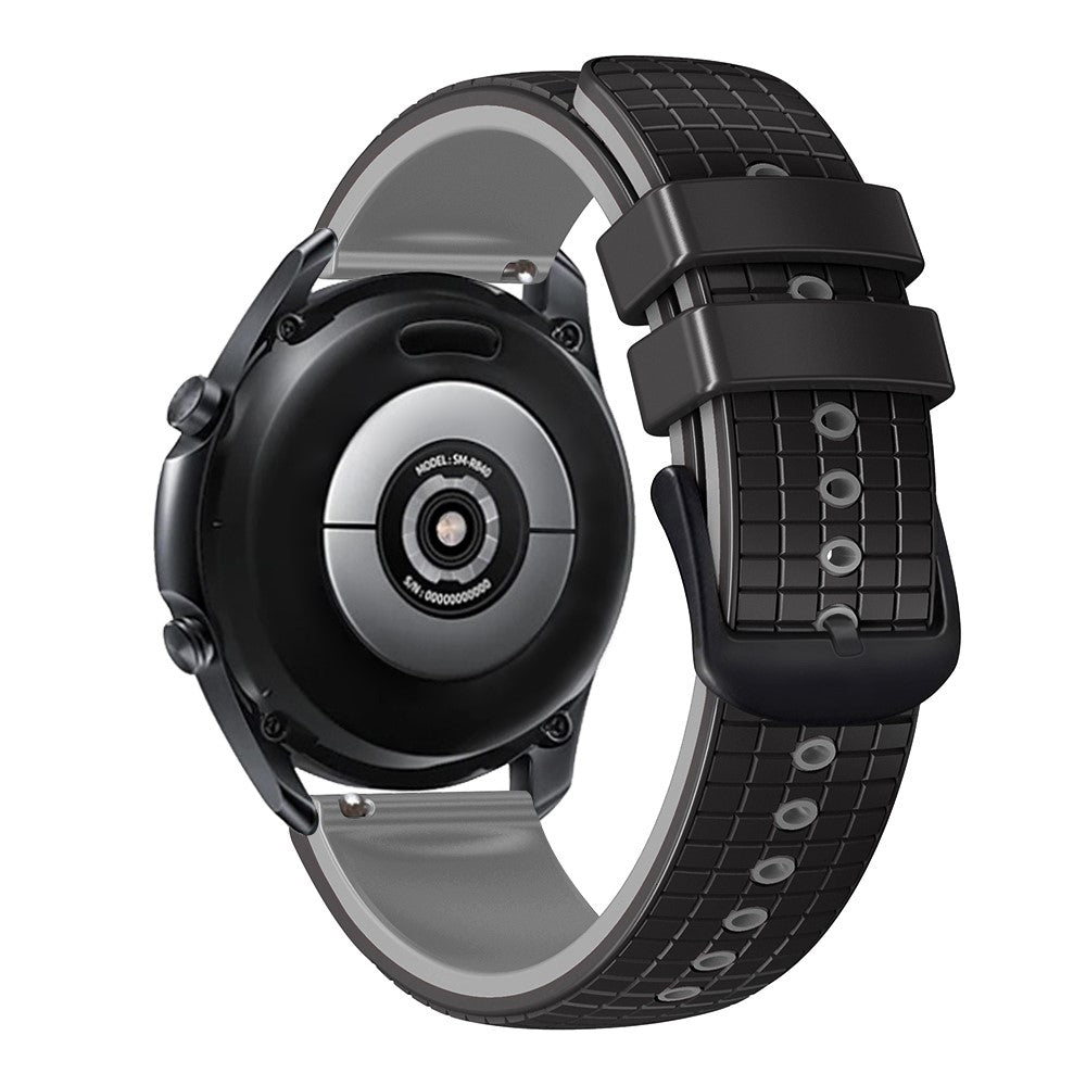22mm Universal grid texture on silicone strap - Black / Grey#serie_6