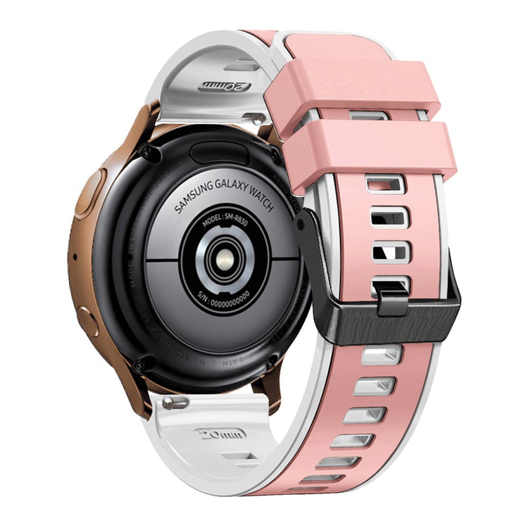 22mm Universal dual color silicone strap - Pink / White#serie_11