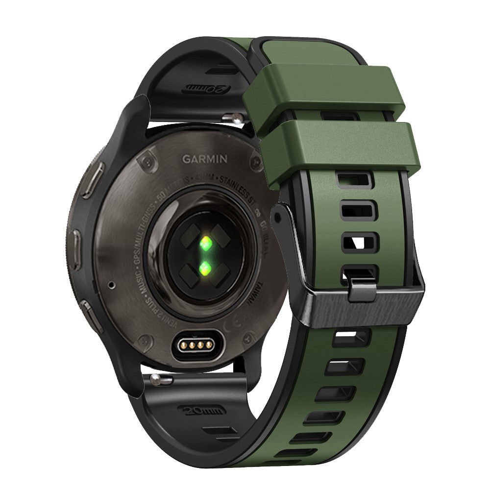 22mm Universal dual color silicone strap - Army Green / Black#serie_8