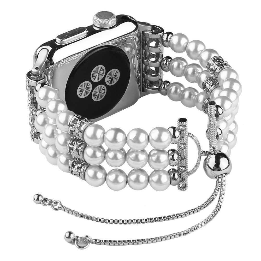 Stilfuld Apple Watch Series 7 41mm Rhinsten Rem - Sølv#serie_4