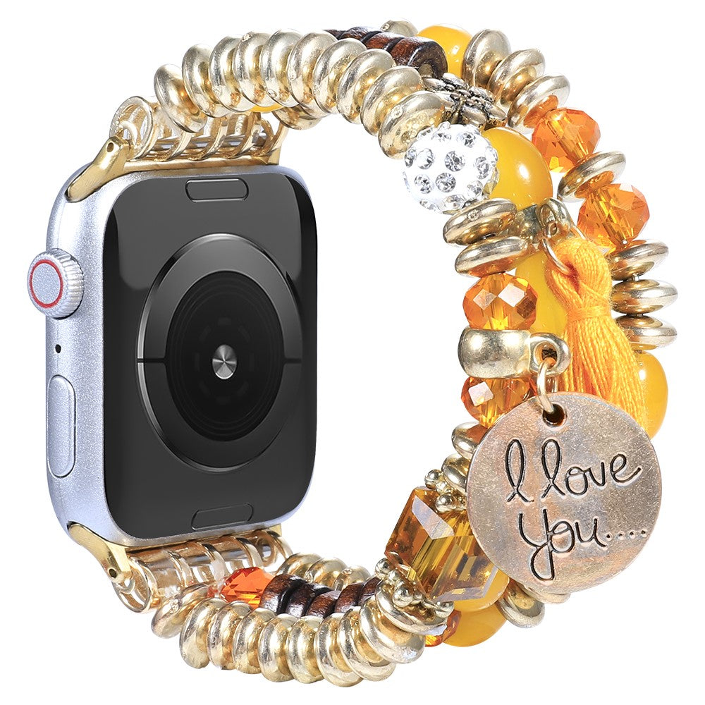 Skøn Apple Watch Series 7 41mm Nylon Rem - Guld#serie_6