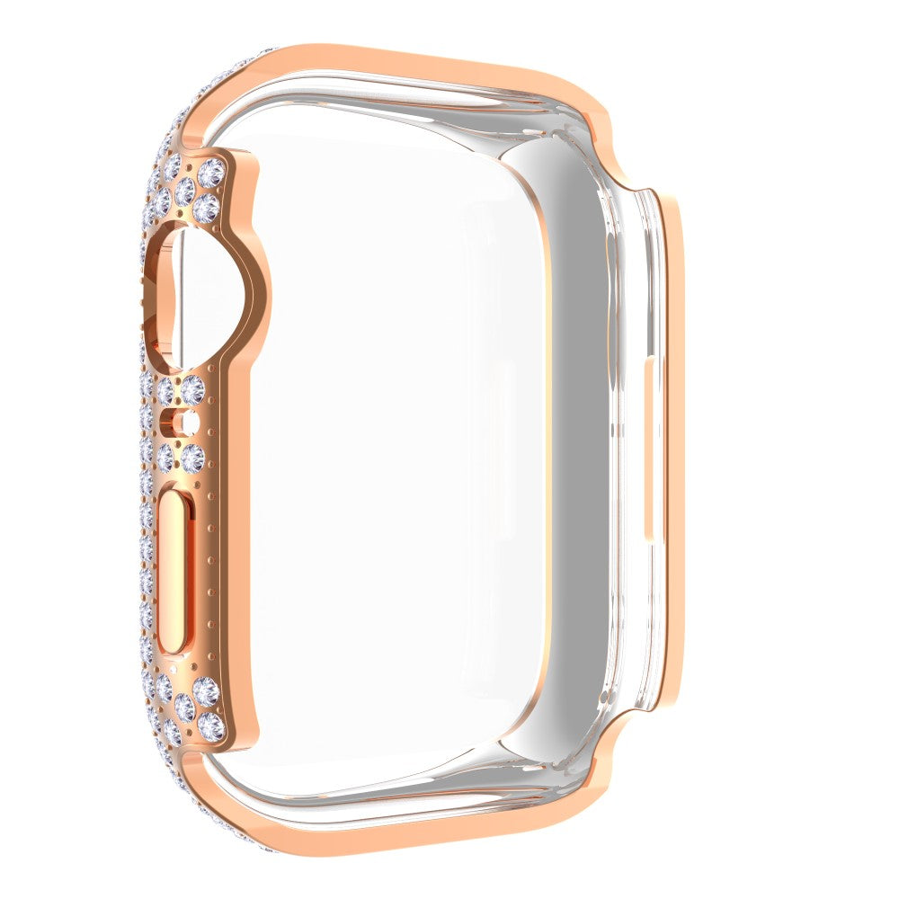 Beskyttende Apple Watch Series 7 41mm Cover med Skærmbeskytter i Plastik og Rhinsten - Pink#serie_4