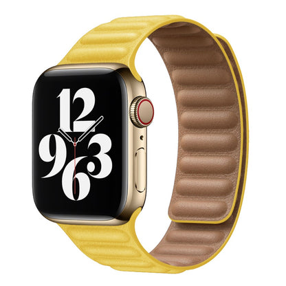 Helt vildt fint Universal Apple Ægte læder Urrem - Gul#serie_9