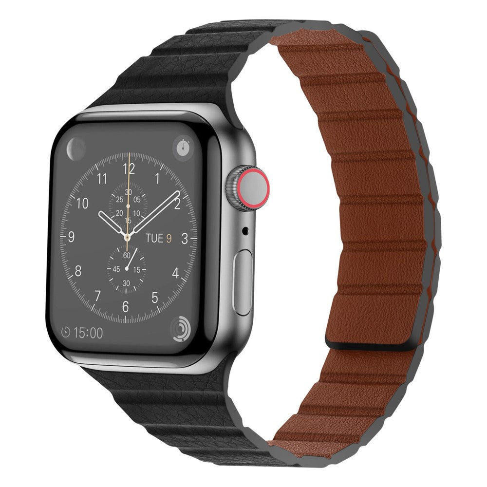Vildt rart Universal Apple Ægte læder Urrem - Sort#serie_1