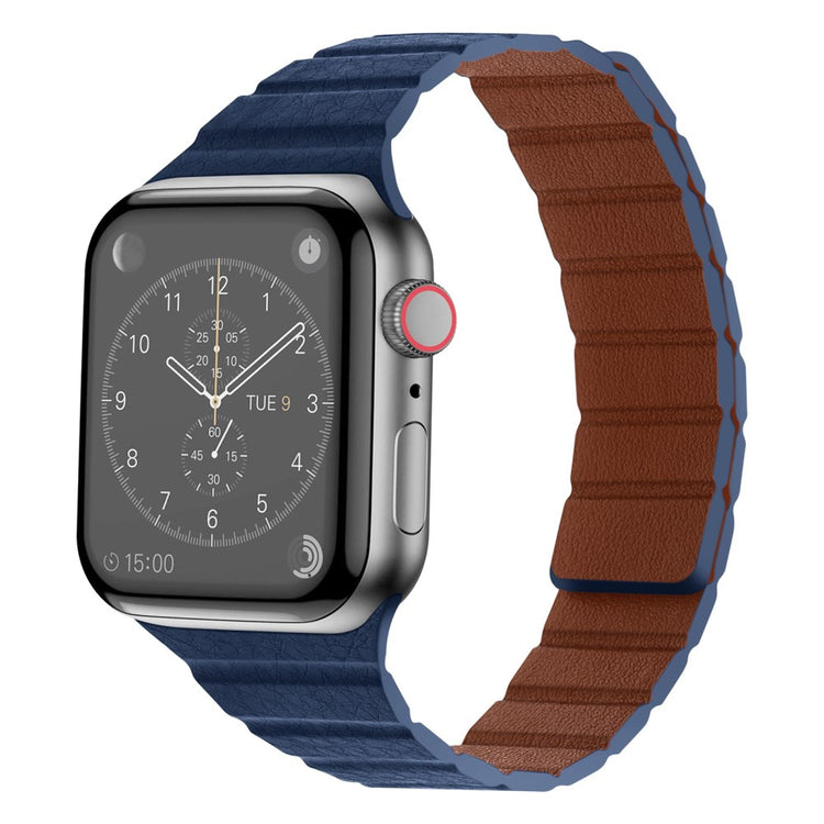 Vildt rart Universal Apple Ægte læder Urrem - Blå#serie_10
