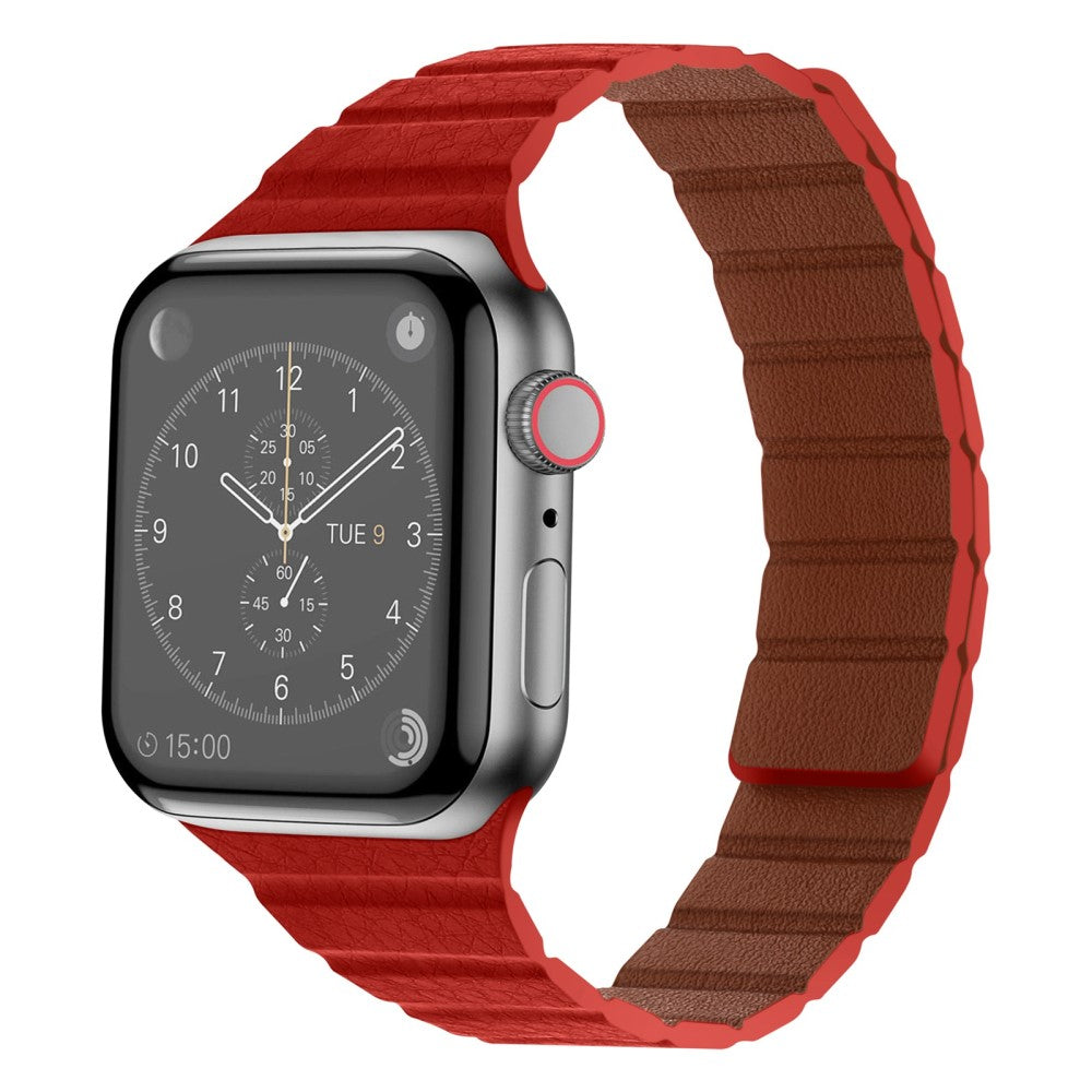 Vildt rart Universal Apple Ægte læder Urrem - Rød#serie_6