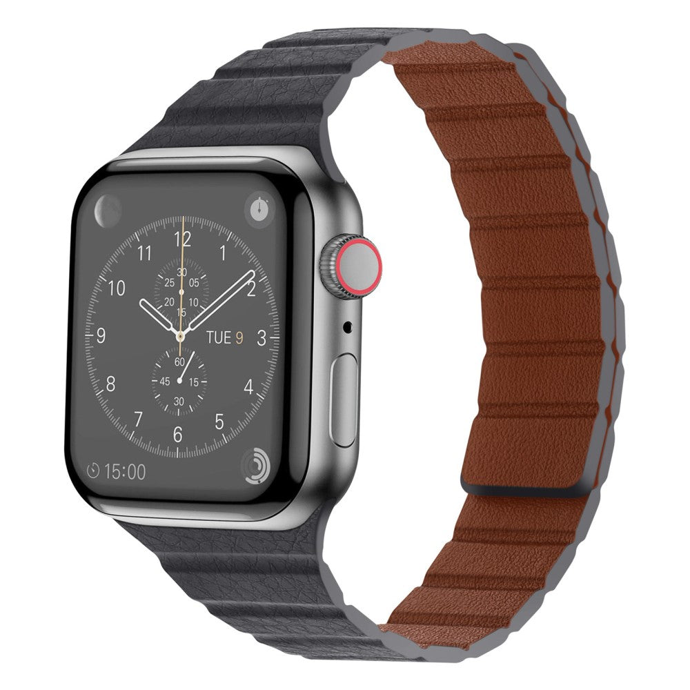 Vildt rart Universal Apple Ægte læder Urrem - Sølv#serie_8