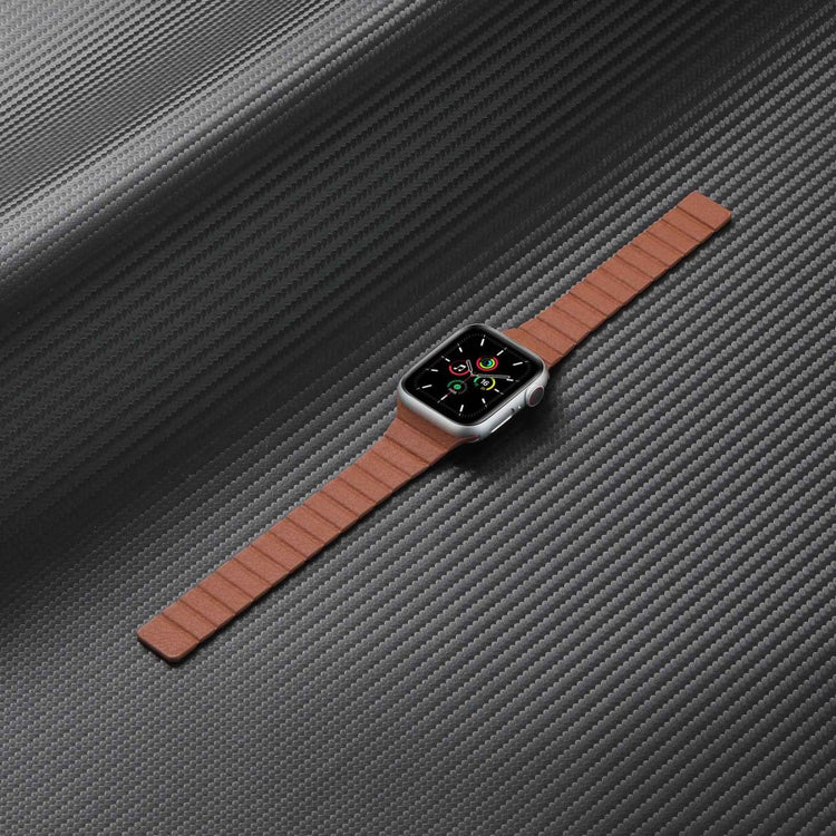 Vildt rart Universal Apple Ægte læder Urrem - Sølv#serie_8