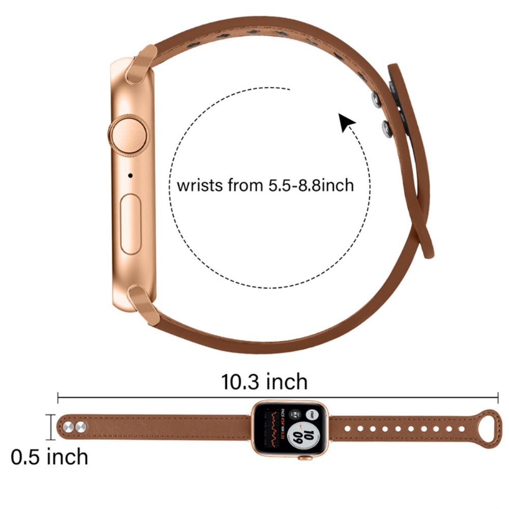 Rigtigt nydelig Universal Apple Ægte læder Urrem - Brun#serie_11