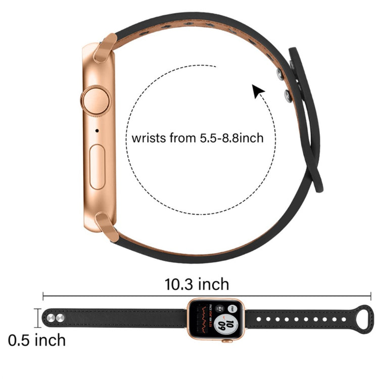 Rigtigt nydelig Universal Apple Ægte læder Urrem - Sort#serie_2