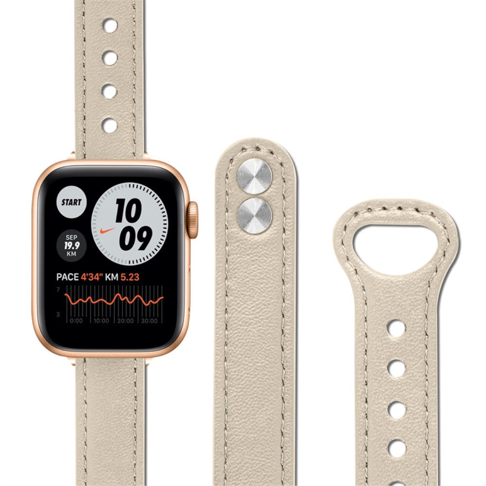 Rigtigt nydelig Universal Apple Ægte læder Urrem - Hvid#serie_7