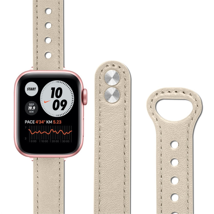 Smuk Universal Apple Ægte læder Urrem - Beige#serie_7