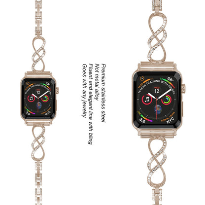 Helt vildt pænt Universal Apple Metal og Rhinsten Rem - Guld#serie_2