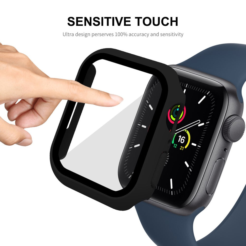 Godt Apple Watch Series 7 45mm Cover med Skærmbeskytter i Plastik og Hærdet Glas - Blå#serie_2