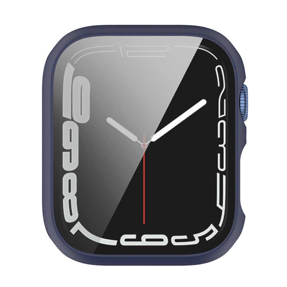 Beskyttende Apple Watch Series 7 45mm Cover med Skærmbeskytter i Plastik og Hærdet Glas - Blå#serie_3