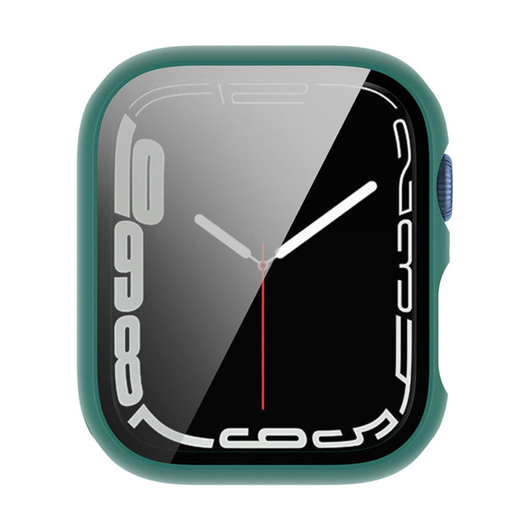 Beskyttende Apple Watch Series 7 45mm Cover med Skærmbeskytter i Plastik og Hærdet Glas - Grøn#serie_8