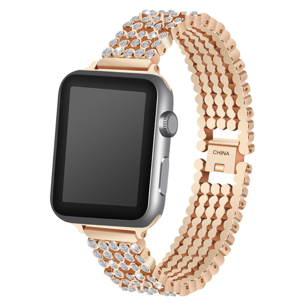 Mega flot Apple Watch Series 7 45mm Metal og Rhinsten Rem - Pink#serie_1
