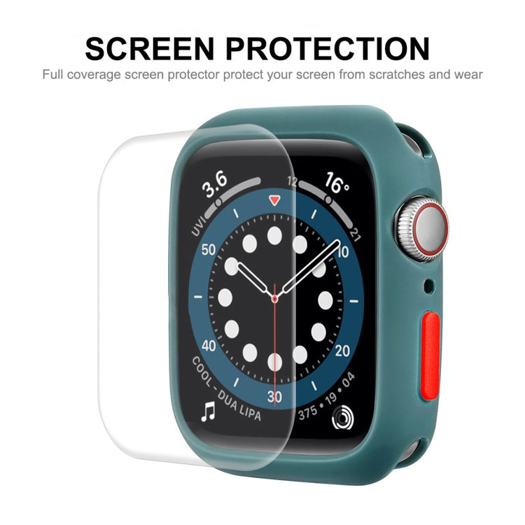 Vildt Fed Apple Watch Series 7 45mm Cover med Skærmbeskytter i Silikone - Grøn#serie_7