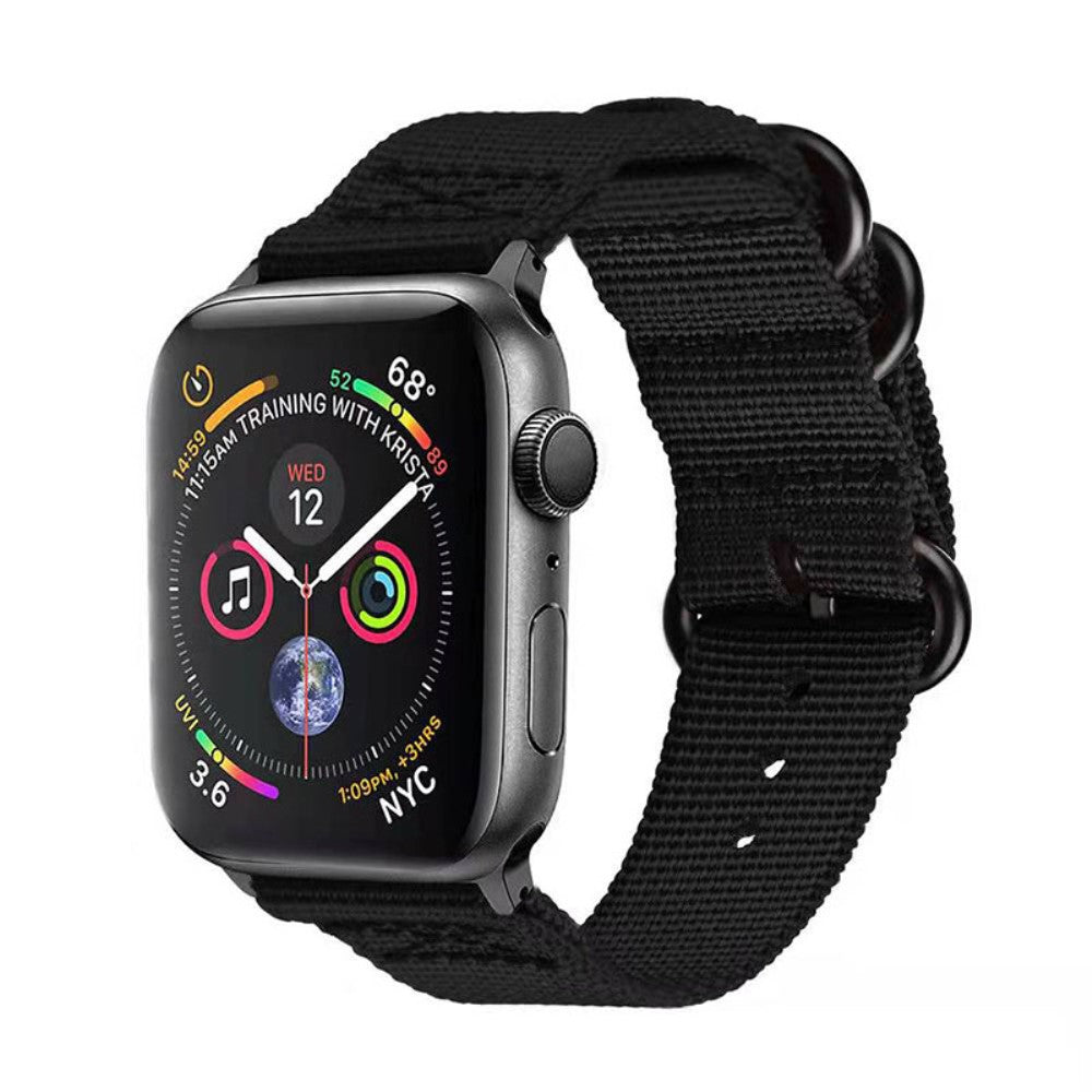 Kønt Apple Watch Series 7 45mm Nylon Rem - Sort#serie_4
