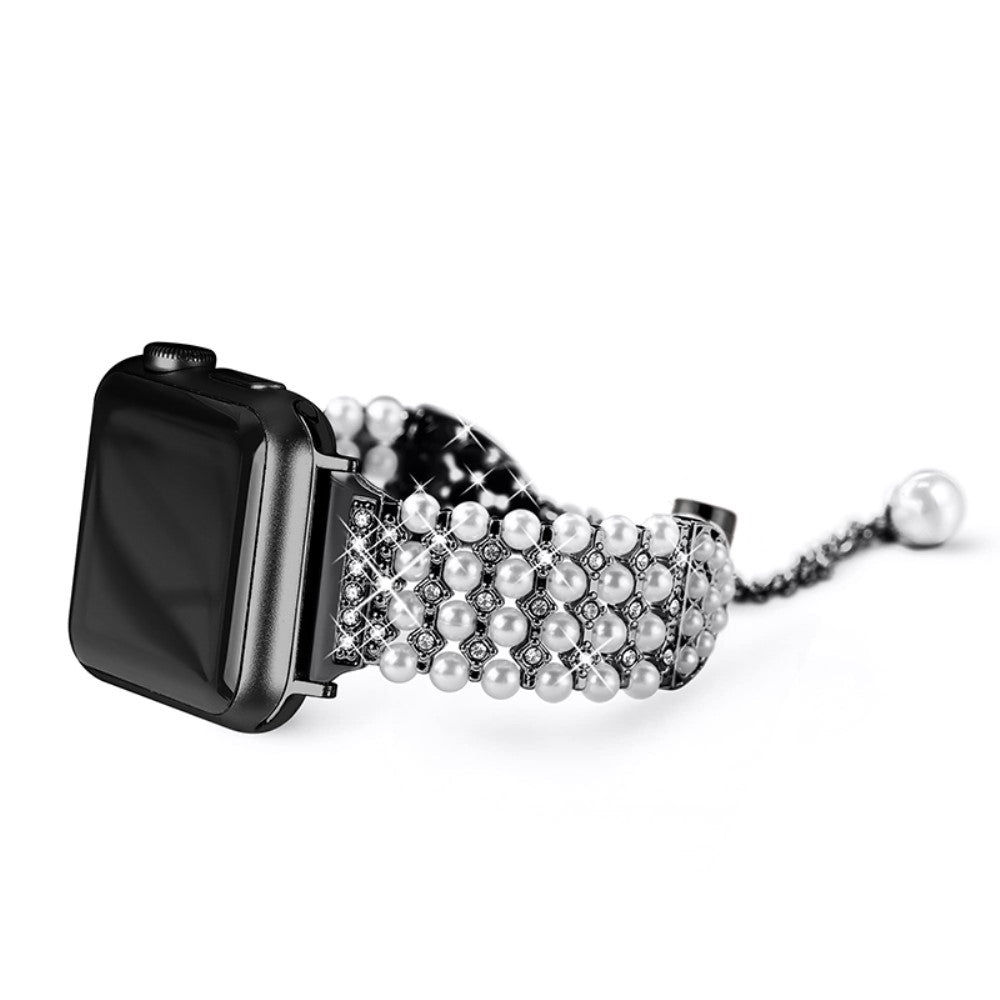 Smuk Apple Watch Series 7 45mm Metal og  Rhinsten Urrem - Sort#serie_1