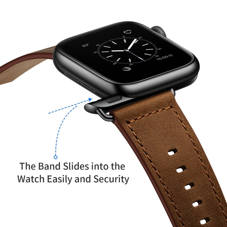 Helt vildt fed Apple Watch Series 7 45mm Ægte læder Urrem - Brun#serie_4