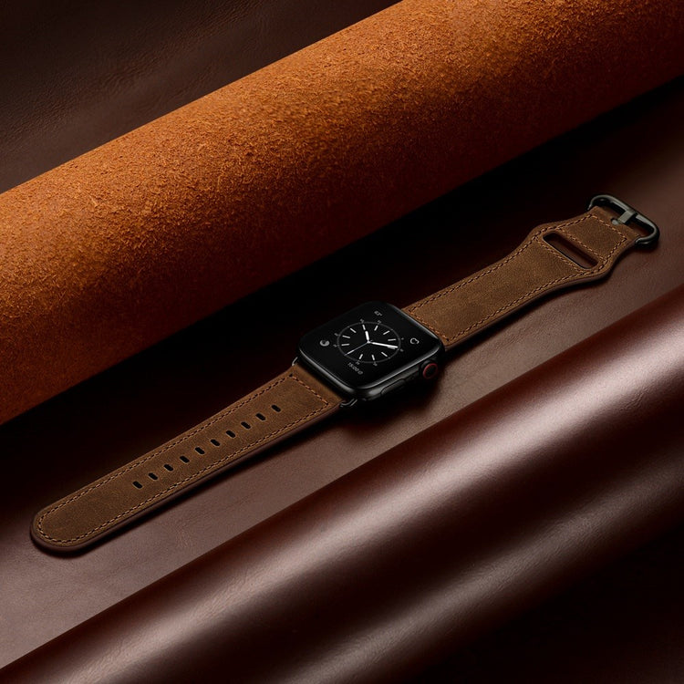 Helt vildt fed Apple Watch Series 7 45mm Ægte læder Urrem - Brun#serie_4