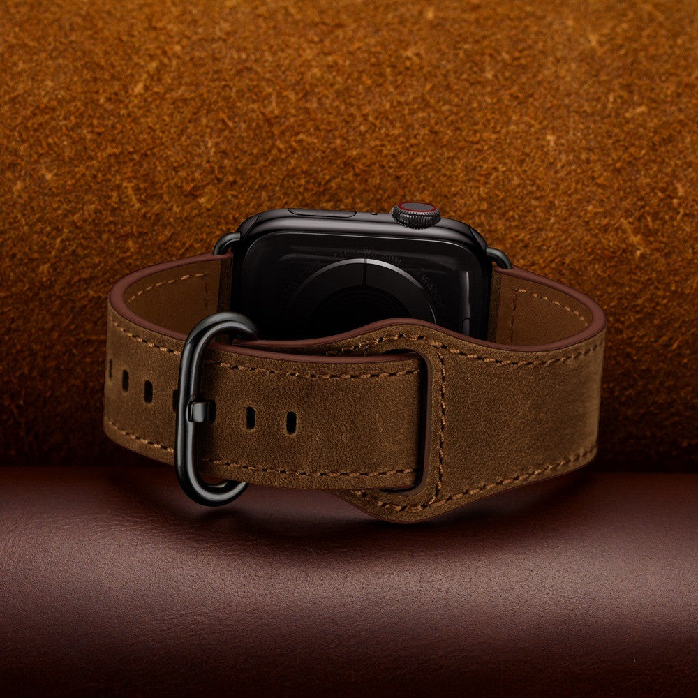Helt vildt fed Apple Watch Series 7 45mm Ægte læder Urrem - Brun#serie_4